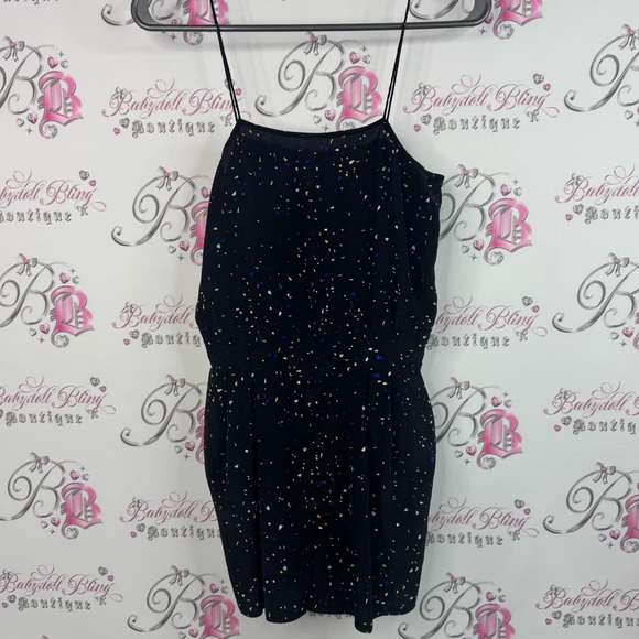 Wilfred Pants - Wilfred romper 100% silk spotted dots Black Dress with Multicolor Speckles